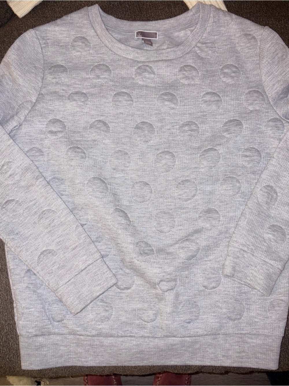 Chelsea28 light gray Polkadot spot Textured Crewneck Sweater